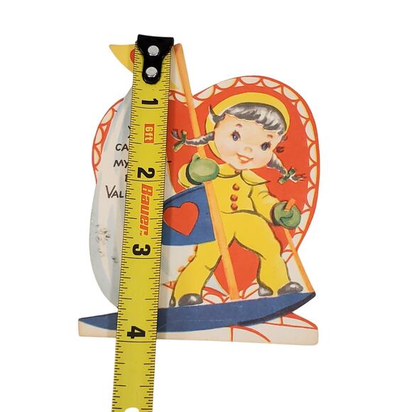 Vtg You Can Be My Mate Dear Valentine Young Girl Windsurfing Litho in USA 4" - Picture 4 of 5
